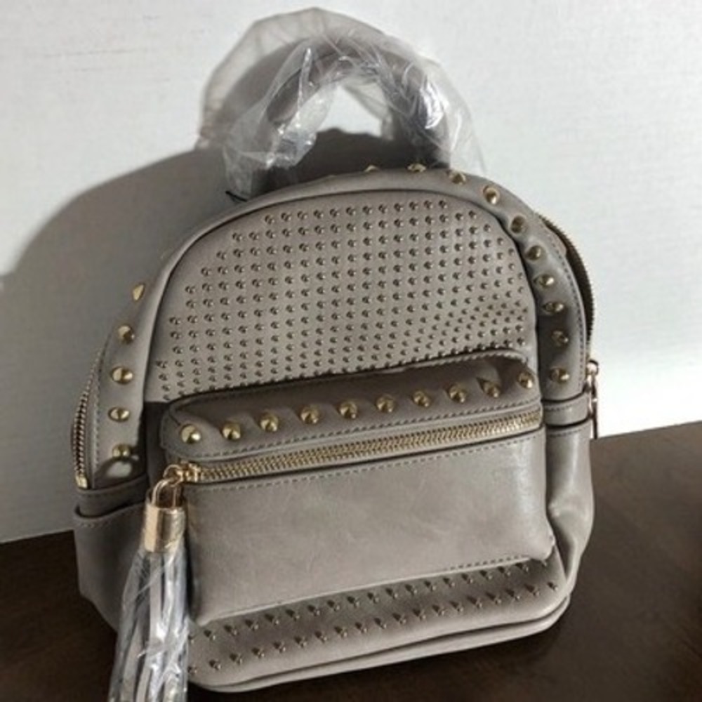 Brentano Gray Studded‎ Mini Backpack Crossbody Bag CJ11555 Gold Hardware NWT